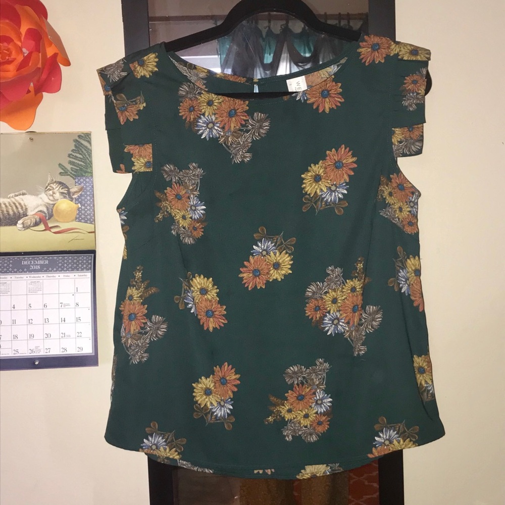 Westmoon Vintage Inspired Green Flutter Blouse MED